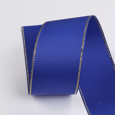 2.5cm Polyester Gold Edge Double Face Grosgrain Ribbon voor kerstboom en tas handgrepen