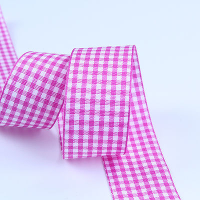 2.5cm polyester plaid lint voor cadeau verpakking en chocolade doos lint boog decoratie