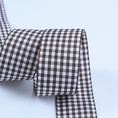 2.5cm polyester plaid lint voor cadeau verpakking en chocolade doos lint boog decoratie