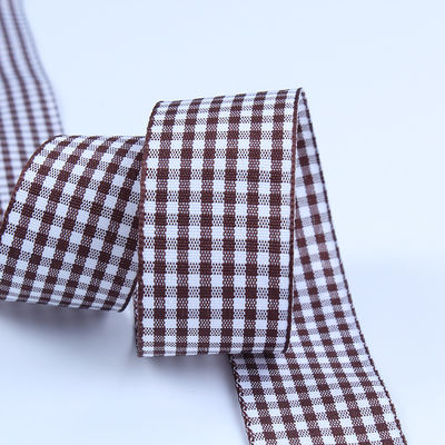 2.5cm polyester plaid lint voor cadeau verpakking en chocolade doos lint boog decoratie