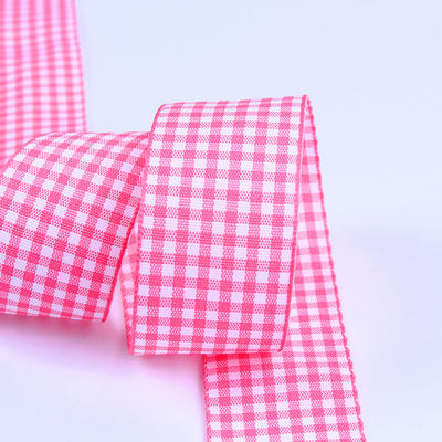 2.5cm polyester plaid lint voor cadeau verpakking en chocolade doos lint boog decoratie