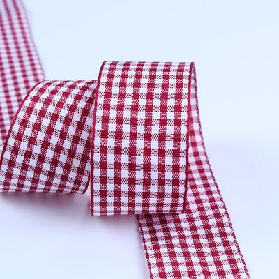 2.5cm polyester plaid lint voor cadeau verpakking en chocolade doos lint boog decoratie