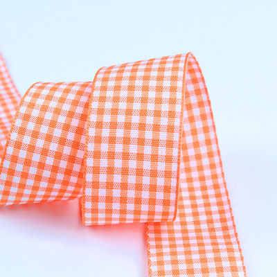 2.5cm polyester plaid lint voor cadeau verpakking en chocolade doos lint boog decoratie