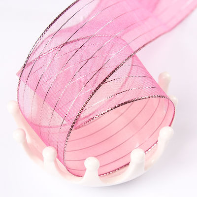 10mm-25mm Goud gestreepte polyester organza lint voor cadeauverpakkingen en dozen Verpakking of lint boog