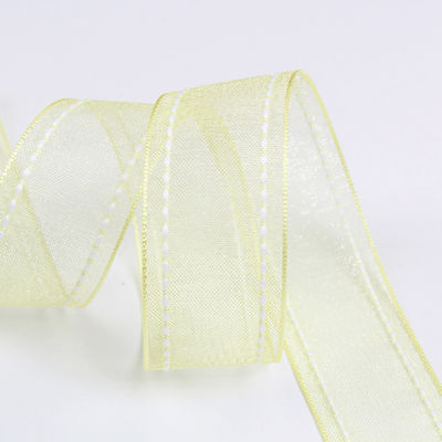 25 mm spandeerbare 38 mm gesneden polyester organza lint voor bloemen cadeau verpakking