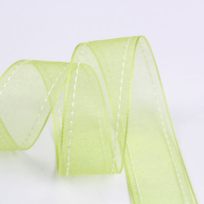 25 mm spandeerbare 38 mm gesneden polyester organza lint voor bloemen cadeau verpakking