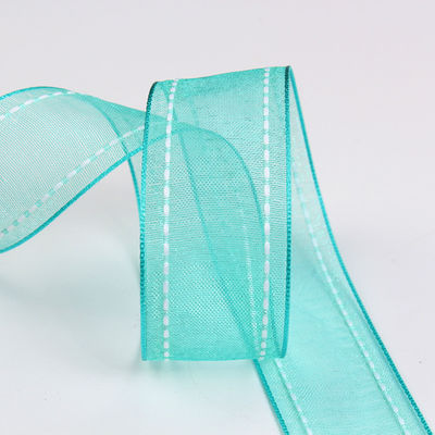 25 mm spandeerbare 38 mm gesneden polyester organza lint voor bloemen cadeau verpakking