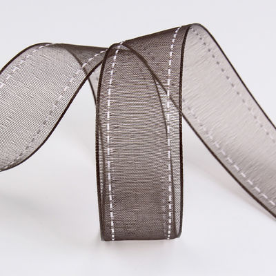 25 mm spandeerbare 38 mm gesneden polyester organza lint voor bloemen cadeau verpakking