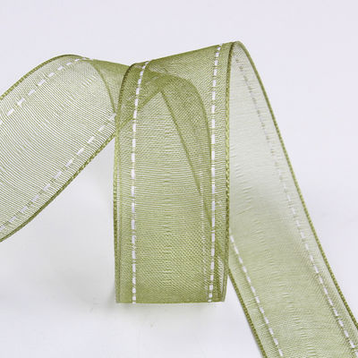 25 mm spandeerbare 38 mm gesneden polyester organza lint voor bloemen cadeau verpakking