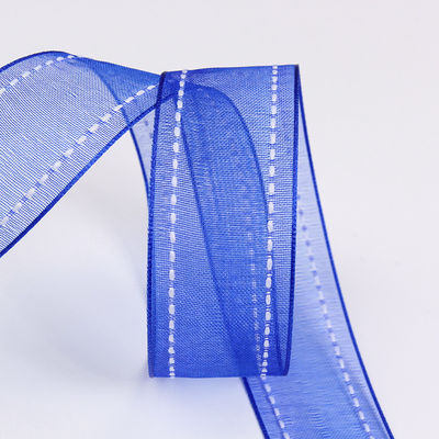 25 mm spandeerbare 38 mm gesneden polyester organza lint voor bloemen cadeau verpakking