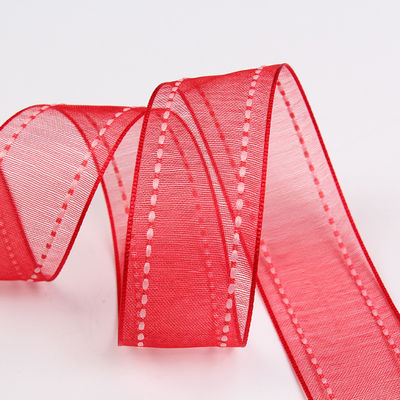 25 mm spandeerbare 38 mm gesneden polyester organza lint voor bloemen cadeau verpakking
