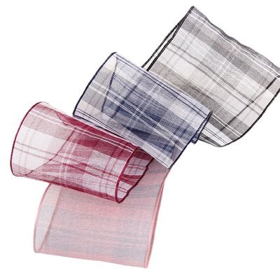 6mm-38mm plaid polyester organza lint voor bloemen chocolade cadeau verpakking