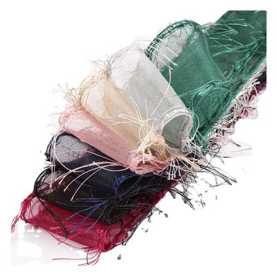 25mm-50mm Tassel Edge Polyester Organza Ribbon voor Bloem Chocolade Geschenkverpakking en Kleding Decoratie