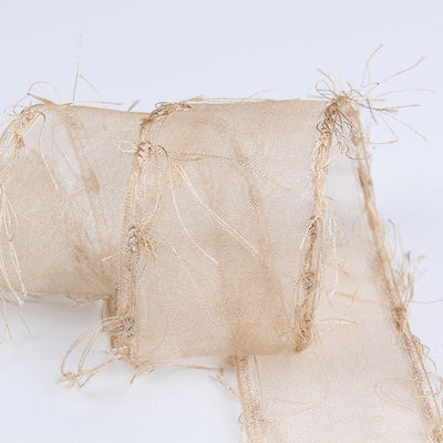25mm-50mm Tassel Edge Polyester Organza Ribbon voor Bloem Chocolade Geschenkverpakking en Kleding Decoratie