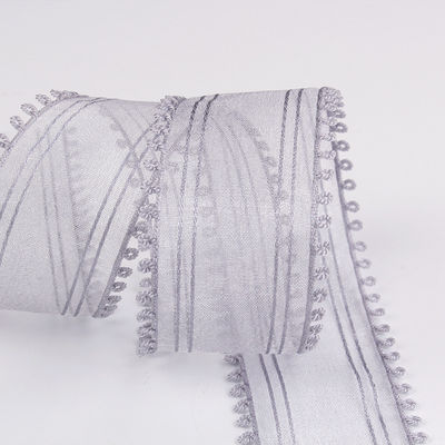16mm-38mm Rolls Of Organza Ribbon Double Circle Edge Rood Scheer Ribbon