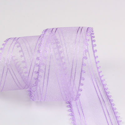 16mm-38mm Rolls Of Organza Ribbon Double Circle Edge Rood Scheer Ribbon