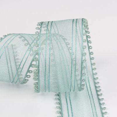 16mm-38mm Rolls Of Organza Ribbon Double Circle Edge Rood Scheer Ribbon