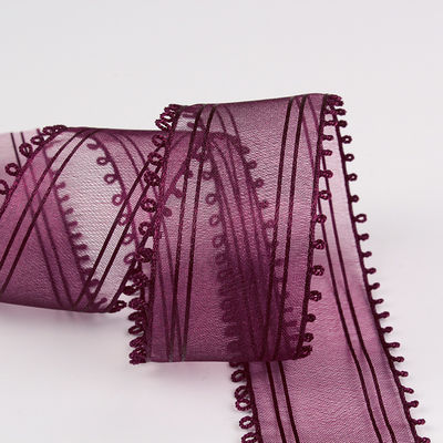 16mm-38mm Rolls Of Organza Ribbon Double Circle Edge Rood Scheer Ribbon