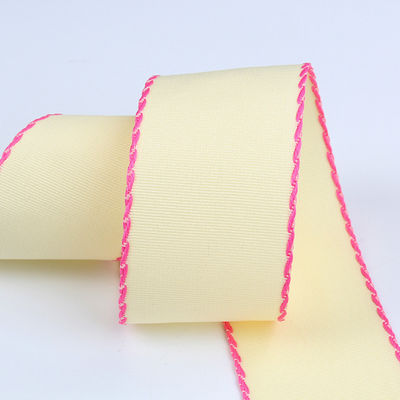 10mm-38mm Gestikt Polyester Grossgrain Ribbon ISO9001 Solid Pattern