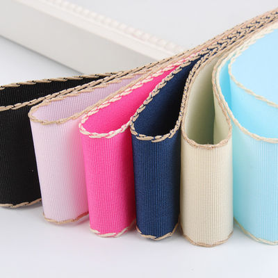10mm-38mm Gestikt Polyester Grossgrain Ribbon ISO9001 Solid Pattern
