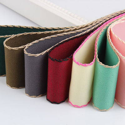 10mm-38mm Gestikt Polyester Grossgrain Ribbon ISO9001 Solid Pattern