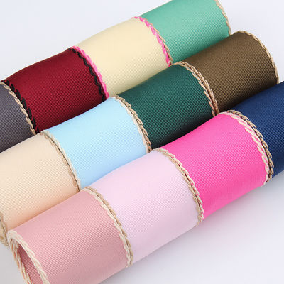 10mm-38mm Gestikt Polyester Grossgrain Ribbon ISO9001 Solid Pattern