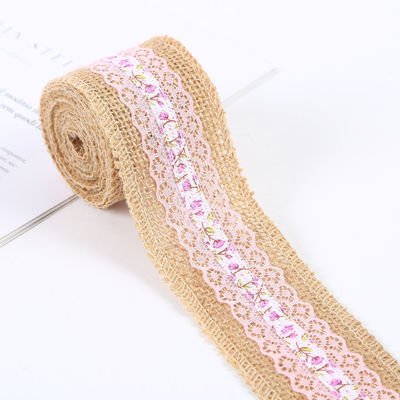 6.5cm Jute Burlap Ribbon Plain Satin Geweven Randen 10 Yards Eco Friendly