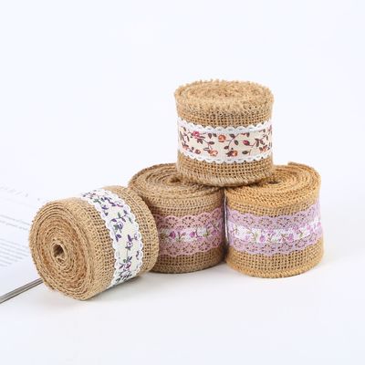 6.5cm Jute Burlap Ribbon Plain Satin Geweven Randen 10 Yards Eco Friendly