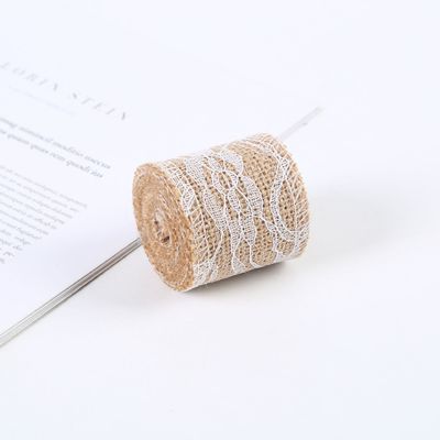 65 mm roze lint met kant 10 yards natuurlijke lint met geweven randen