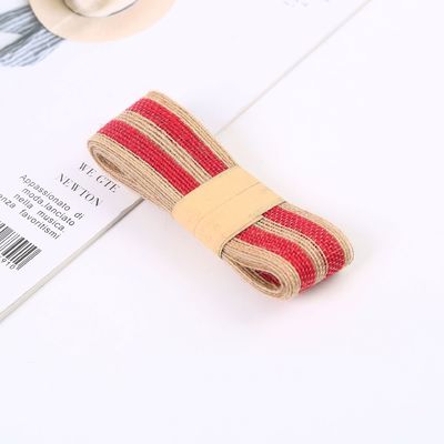 Gestript, kleurrijk 100% jute rubber lint voor decoratie