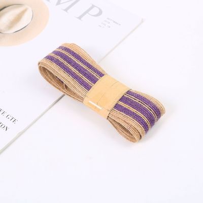 Gestript, kleurrijk 100% jute rubber lint voor decoratie