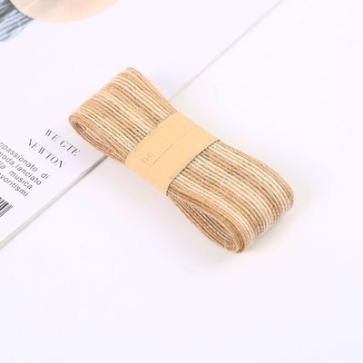 Gestript, kleurrijk 100% jute rubber lint voor decoratie