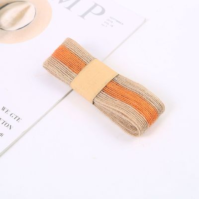 Gestript, kleurrijk 100% jute rubber lint voor decoratie