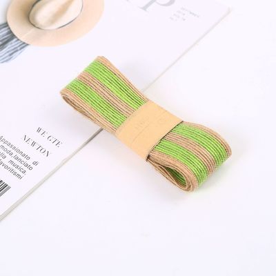 Gestript, kleurrijk 100% jute rubber lint voor decoratie