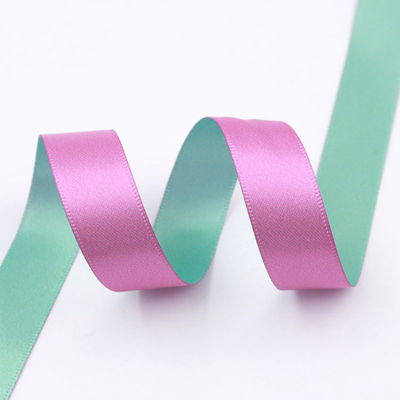 Dubbele kleuren polyester lint rol roze blauw 25 mm satine poly lint