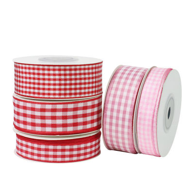 Polyesterplaid roosterband voor het maken van boegen en het verpakken van cadeaus