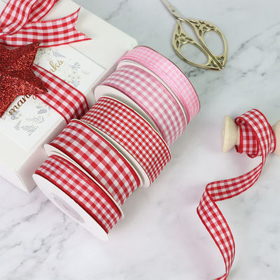 Polyesterplaid roosterband voor het maken van boegen en het verpakken van cadeaus