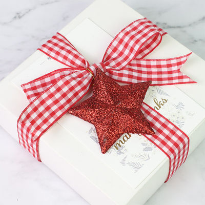 Polyesterplaid roosterband voor het maken van boegen en het verpakken van cadeaus