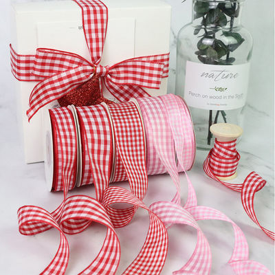 Polyesterplaid roosterband voor het maken van boegen en het verpakken van cadeaus
