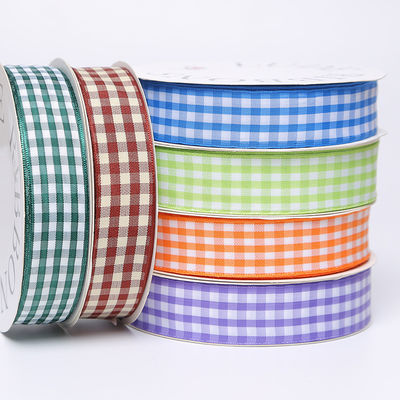 Polyesterplaid roosterband voor het maken van boegen en het verpakken van cadeaus