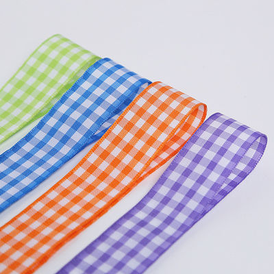 Polyesterplaid roosterband voor het maken van boegen en het verpakken van cadeaus