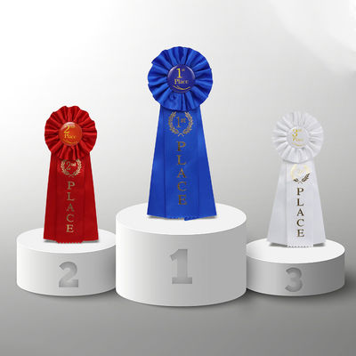 Wit Blauw Pre Made Satin Bows Medaille Satin Bows Voor Handwerk