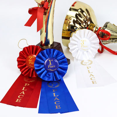 Wit Blauw Pre Made Satin Bows Medaille Satin Bows Voor Handwerk