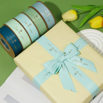 Gepersonaliseerd goudfolie gedrukt polyëter satin lint voor cadeau verpakking