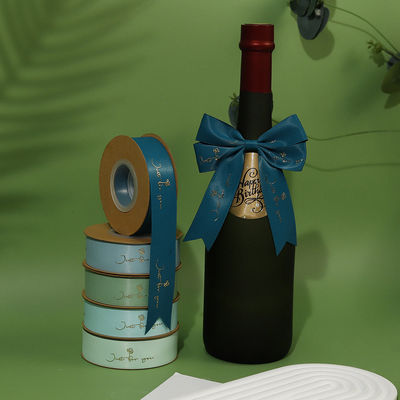 Gepersonaliseerd goudfolie gedrukt polyëter satin lint voor cadeau verpakking