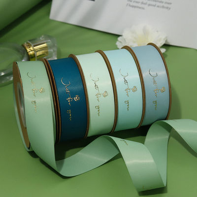 Gepersonaliseerd goudfolie gedrukt polyëter satin lint voor cadeau verpakking