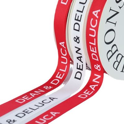 Gepersonaliseerd logo Ink Printed Polyeater Grosgrain Ribbon voor cadeau verpakking