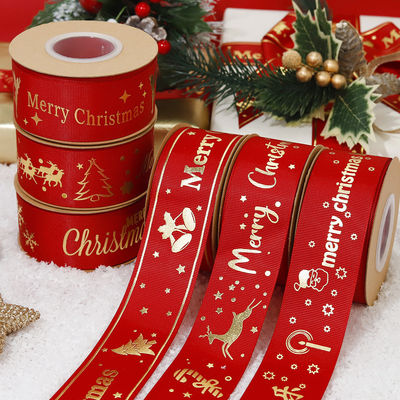 Goudfolie gedrukt kerst lint Rood gepersonaliseerd kerst lint