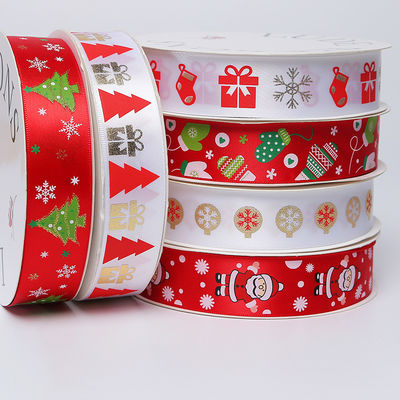 Goudfolie gedrukt kerst lint Rood gepersonaliseerd kerst lint