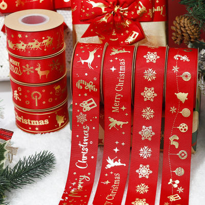 Goudfolie gedrukt kerst lint Rood gepersonaliseerd kerst lint